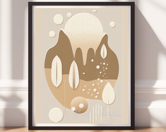 Bohemian Artwork Print - Digital Download, Boho Printable in Earth Tones for Home Decor & Wall Art