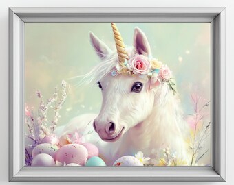 Easter Unicorn Digital Download | Adorable Printable Gift for Girls | Cute Animal Art for Easter Decor