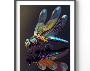 Colorful Dragonfly Poster, Matte Vertical Posters, Insect Wall Art, Nature Print