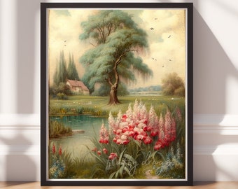 Flower Art Print | Vintage Decor Digital Download | Printable Wall Art for Home Decoration & Gift Idea