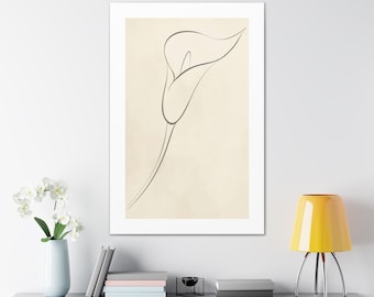 Flower Line Art Canvas Print, Wrapped Canvas, Minimalist Boho Art, Ready to Hang