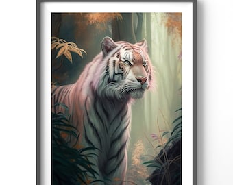 Tiger Dragon Poster, Matte Vertical Posters, Watercolor Wall Art, Animal Print