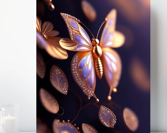 Bejeweled Butterfly Canvas Print, Wrapped Canvas, Colorful Butterfly Wall Art, Ready to Hang