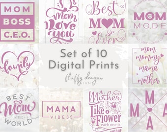 Mom Art Set | 10 Digital Prints, Mother Wall Decor, Motherhood & Family Art, Perfect for Mother's Day Home Decor