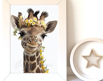Baby Giraffe Digital Art | Cute Nursery Wall Art for Baby Room Decor | Animal Print for Kids' Room