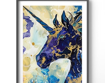Unicorn Poster Print, Colorful Unicorn Wall Art & Room Decor, Multiple Sizes Available for Kid's Bedroom or Nursery