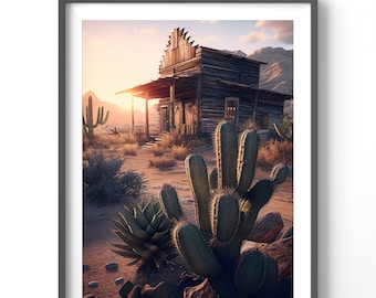 Country Western Poster - Matte Vertical Cowboy Wall Art & Wild West Print for Rustic Home Decor