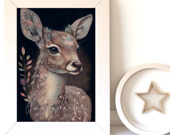 Digital Download |  Baby Deer v3, Fawn Painting, Baby Animal Print, Girls Bedroom Art, Digital Art, Printable Wall Art, Printable Art Prints