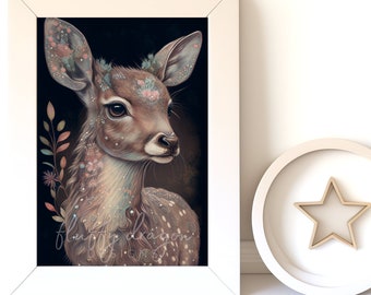 Deer Nursery Print | Fawn Design, Baby Animal Art, Downloadable Wall Decor for Kids' Room