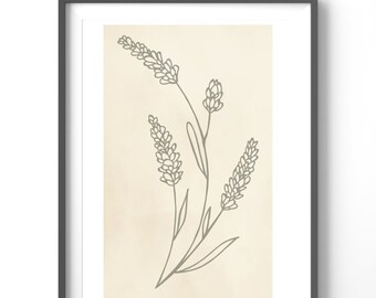 Floral Line Art Poster, Matte Vertical Posters, Abstract Wall Art,  Flower Print