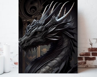 Dragon Canvas Wall Art, Wrapped Canvas, Whimsical Wall Art, Dragon Prints, Dragon Painting, Fantasy Artwork, Gamer Gifts, Ready to Hang