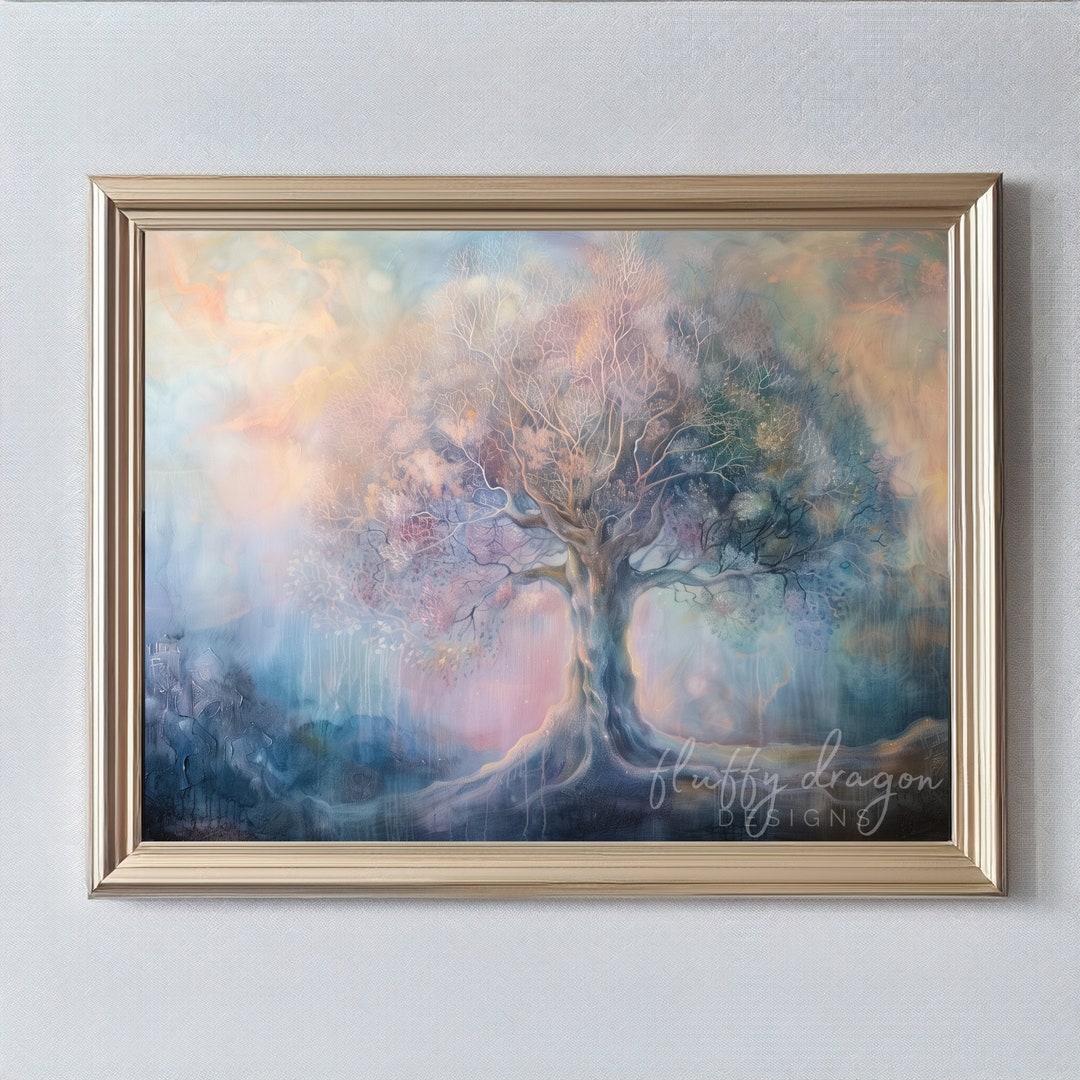 Ethereal Tree Digital Art – Dreamy Fantasy Nature Print – AI Artwork ...