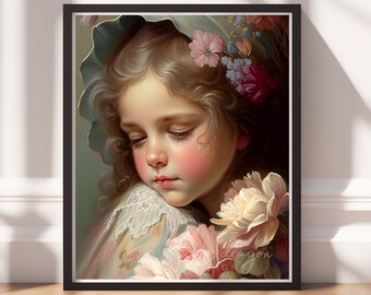 Vintage Painting Digital Download | Colorful Portrait Art Print | Vintage Décor for Home & Office | Unique Wall Art