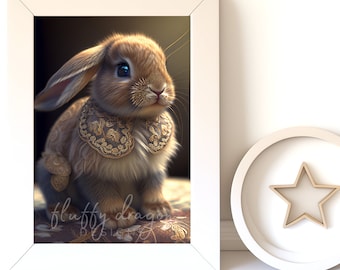 Cute Baby Animal Nursery Artwork, Digital Download Bunny Wall Art, Adorable Nursery Printable, Kids Room Decor