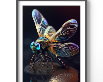 Dragonfly Poster | Colorful Insect Wall Art | Matte Vertical Print | Nature Decor for Home & Office