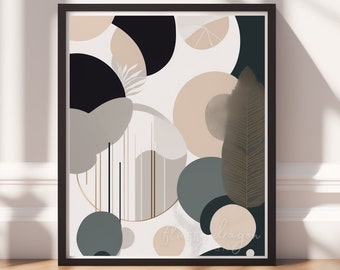 Minimalist Abstract Digital Download | Bohemian Artwork & Boho Art Print | Printable Beige Art for Home Decor
