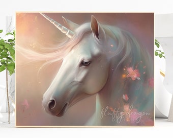 Unicorn Printable, Magical Wall Art, Digital Download Painting, Fantasy Poster, AI Designs, Instant Print, Gifts for Women