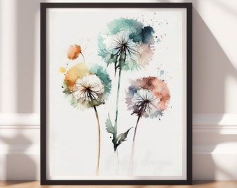Watercolor Flowers v6, Digital Download, Floral Wall Art, Instant Print, Pastel Decor, Digital Prints