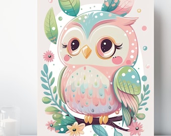 Baby Owl Canvas Print, Wrapped Canvas, Cute Animal Nursery Wall Art, Ready to Hang