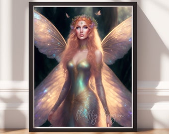 Forest Fairy v20, Digital Painting Art, Instant Download, Printable Decor, Fairy Art, Magical Decor, Instant Print