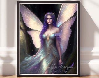 Forest Fairy v16, Digital Painting Art, Instant Download, Printable Decor, Fairy Art, Magical Decor, Instant Print