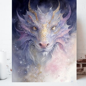 Dragon Canvas Wall Art, Wrapped Canvas, Whimsical Wall Art, Dragon Prints, Dragon Painting, Fantasy Artwork, Gamer Gifts, Ready to Hang