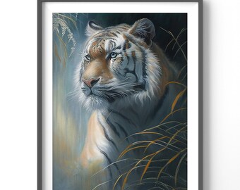 Tiger Dragon Poster, Matte Vertical Posters, Watercolor Wall Art, Animal Print