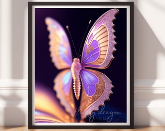 Butterfly Artwork - Colorful Fantasy Wall Art Digital Download, Vibrant Print for Home Decor, Instant Art, Nature Lover Gift