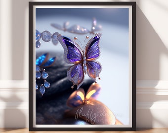 Digital Download |  Bejeweled Butterfly v9 | Printable Art | Digital Print Wall Art | Digital Wall Art | Digital Paintings | AI Art Prints