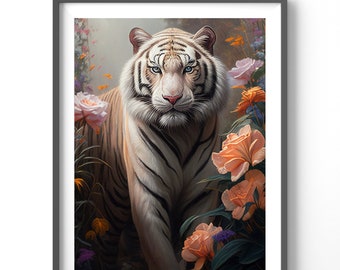 Tiger Poster | Watercolor Animal Print | Matte Vertical Wall Art | Stylish Decor for Home & Office