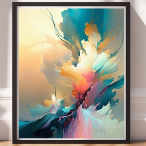 Teal and Gold Abstract Art Print: Modern Home Decor (Digital Download)