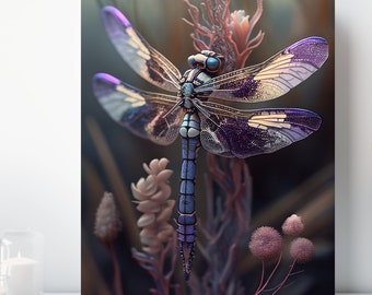 Dragonfly Canvas Wall Art, Wrapped Canvas, Insect Art, Ready to Hang