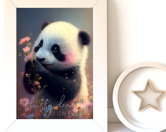 Cute Baby Panda Digital Art Print | Nursery Wall Art Download | Adorable Panda Decor for Kids' Room