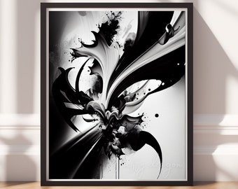 Modern Abstract Art Print | Black & White Digital Download | Bold Contemporary Wall Decor | Instant Printable Artwork