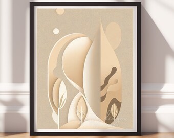 Bohemian Artwork: Digital Download Boho Art Print, Geometric Decor in Earth Tones for Stylish Wall Art