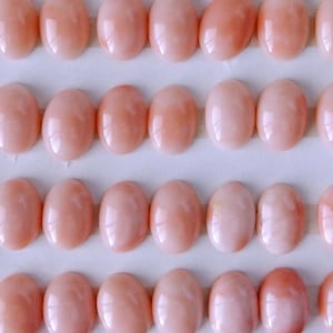 Natural Coral Cabochon, 9.5mm-10mm x 13.5mm-14mm, Angel Skin Pink Coral, Oval Cabochon Loose, Flat Back, Sold as Pair for Jewelry