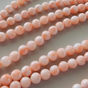 Natural Coral Beads, 5mm 5.5mm 6mm, Angel Skin Pink Coral, Orange Coral, Round Beads Pacific Sea Coral for Jewelry Coral Strand 15.25&quot; 15.5&quot;