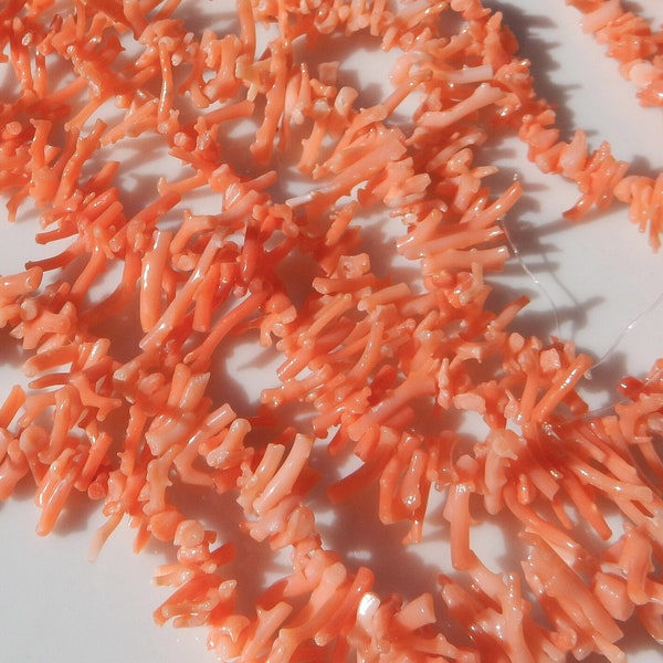 Natural Coral Branches, Pink Coral Orange Coral, Tiny Small Branches Delicate Mix Short Stick Bead, Angel Skin Coral Strand 6” 12” 16”