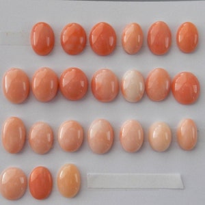 Natural Coral Cabochon, Angel Skin Pink Coral, Orange Coral, Oval Cab, Loose Coral for Jewelry, Sold Individually, 9mm - 10mm x 12mm - 14mm