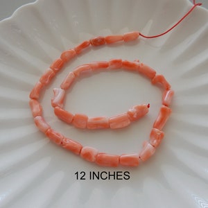 Natural Coral Stick Bead Strand, 12&quot; or 16&quot; Graduated Strand, Natural Deep Sea Coral, Pink Coral Orange Coral, Irregular Stick Tube Beads