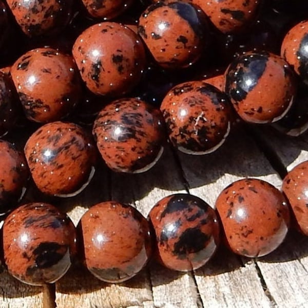 Mahogany Obsidian Jasper 8mm Bead Strand 15.5”, Brown Red Black Mahogany Obsidian Jasper, Natural Jasper Gemstone Stone Polished Round Beads