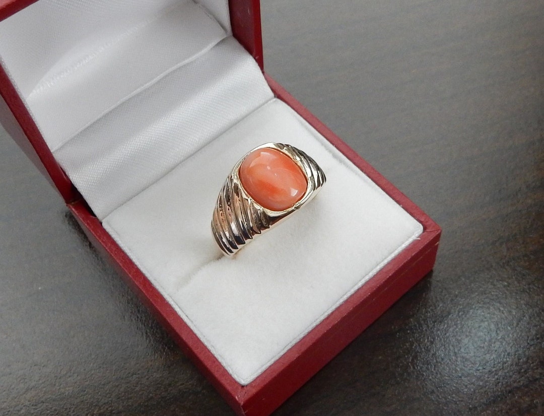 Vintage Coral Ring Vintage Coral Ring Gold Vintage Real Etsy