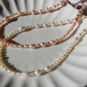 Freshwater Pearl Necklace, White Pearl or Pink Pearl, Lustrous Mix Pearl Bead Necklace, Dainty Small Pearl Necklace, Jewelry Gift for her