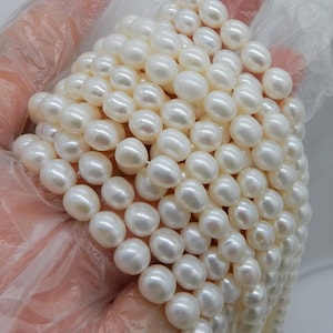 Freshwater Pearl Beads, 5mmx6mm-6mmx7mm, Genuine Pearl, Lustrous White Pearl, Oval Pearls, Freshwater Cultured Pearls Loose Bead Strand