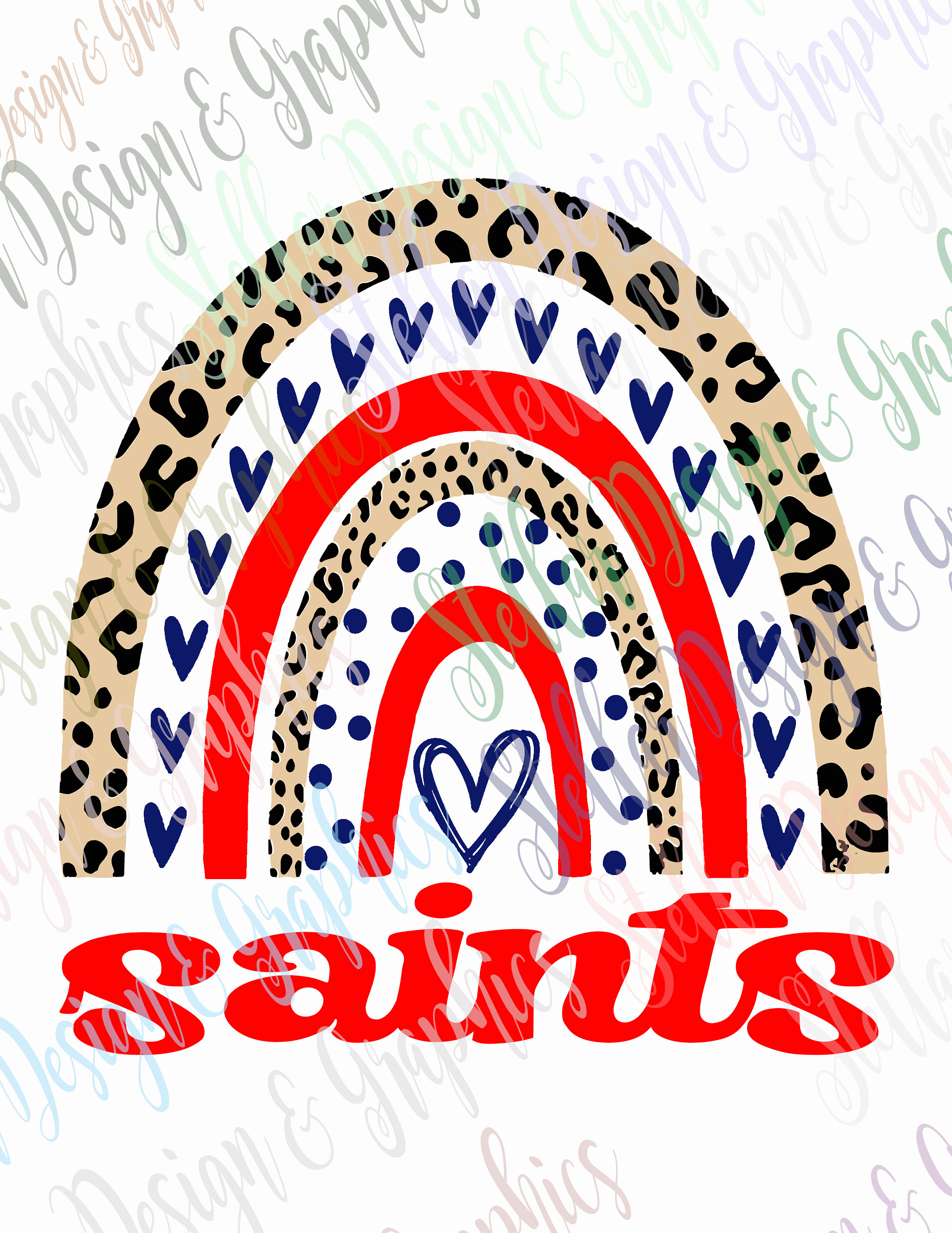 Saints Rainbow Red and Navy PNG - Etsy