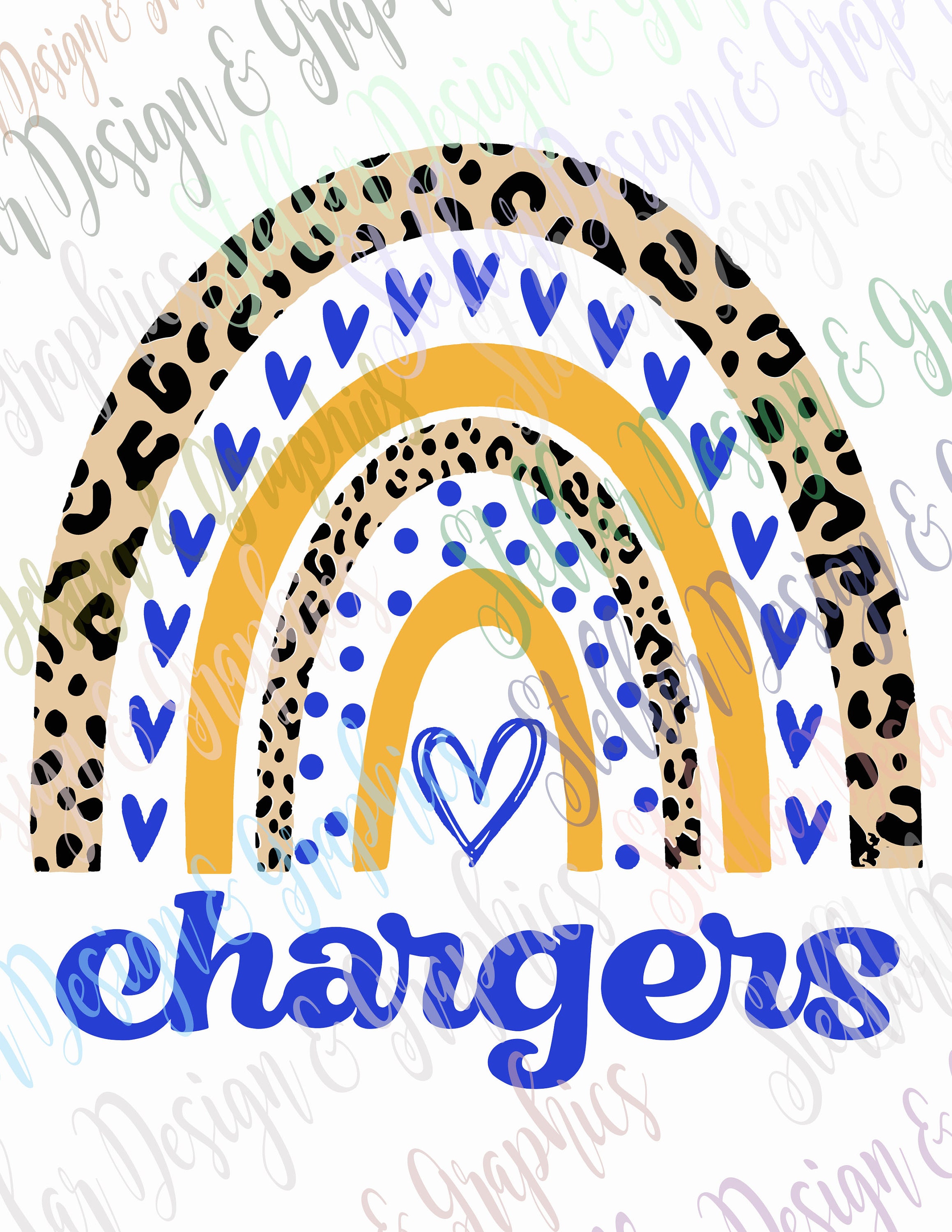 Chargers Rainbow Royal Blue and Gold. PNG 