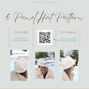 6 Panel Hat PDF Sewing Pattern for DIY Sewing and Crafting Free Follow Along Video Tutorial Available, Winter Hat Patterns