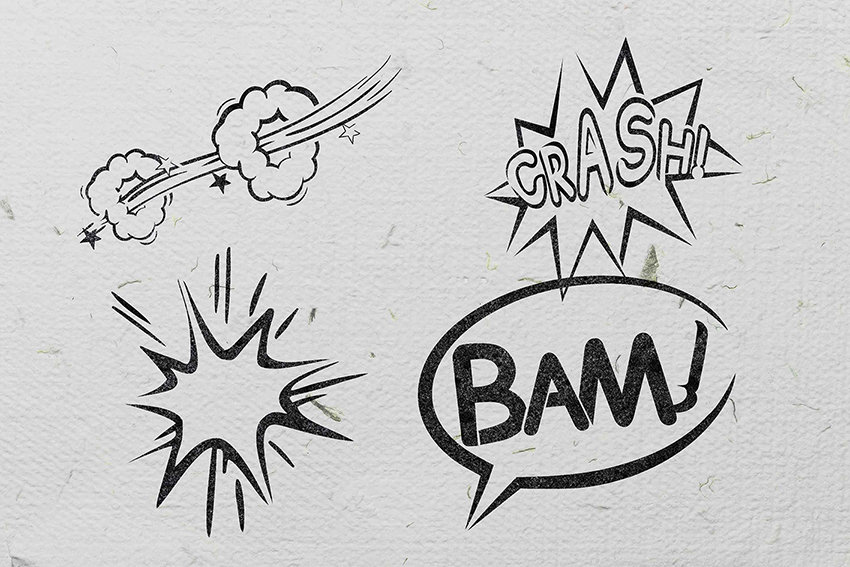 Pop Art Stencils, Comic Book Stencils. Superhero Stencil. Crash Bam ...