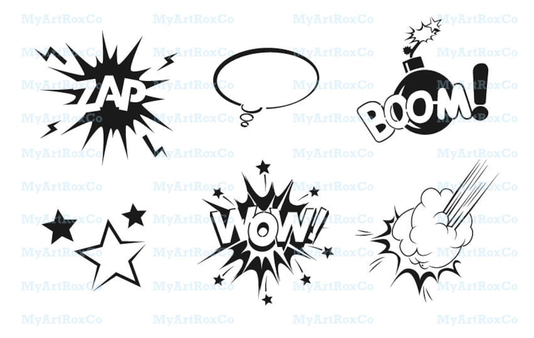 Pop Art Stencils, Comic Book Stencils. Superhero Stencil. Wow Boom Zap ...