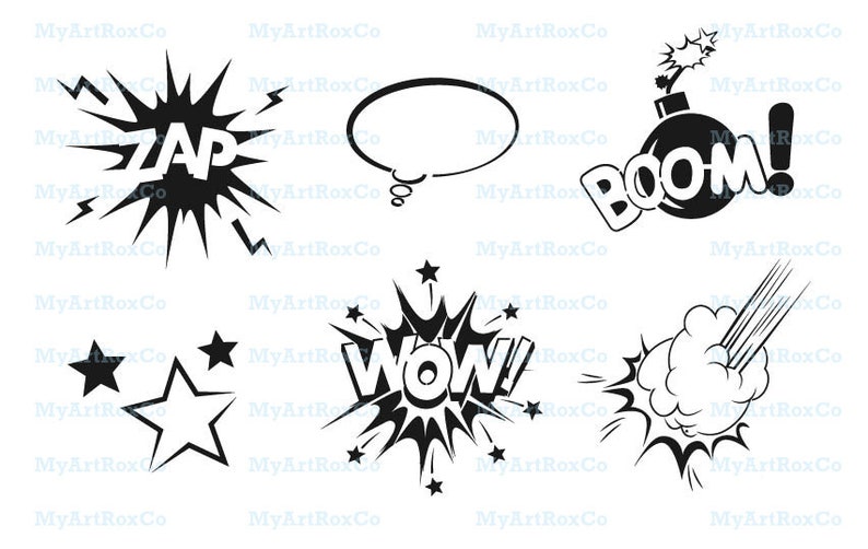 Pop Art Stencils, Comic Book Stencils. Superhero Stencil. Wow Boom Zap ...